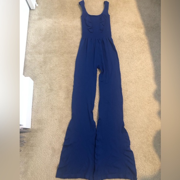 Free People Good Karma Flared Onesie In Blue Indigo. NWOT! Sz XS/S - Picture 5 of 8
